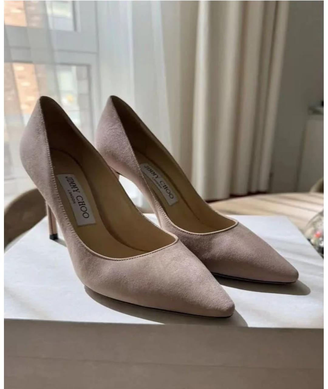 JIMMY CHOO Бежевые замшевые туфли, фото 5