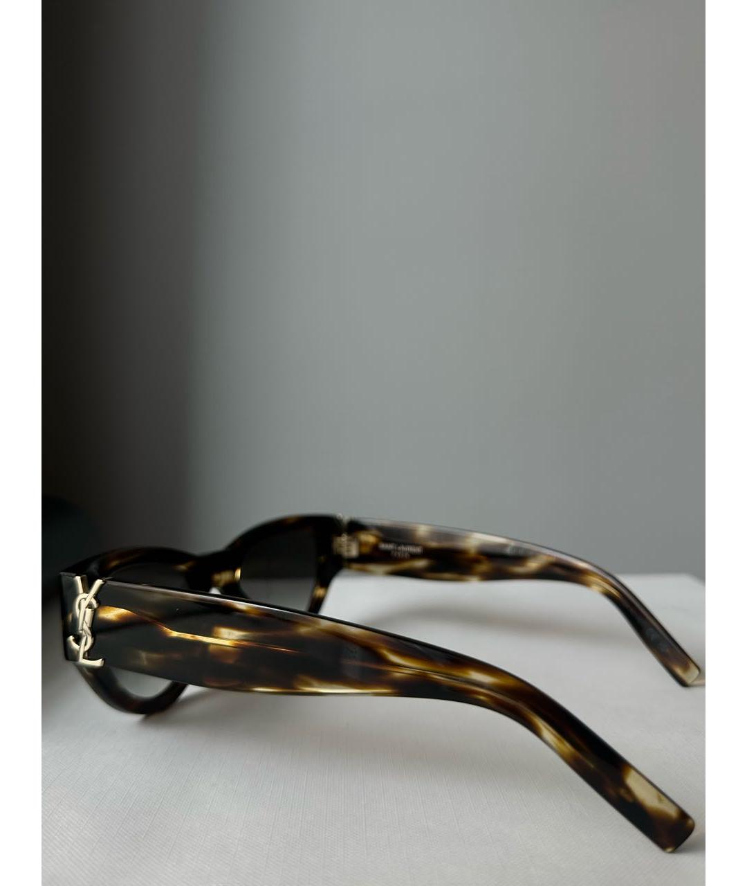 SAINT LAURENT Коричневые пластиковые солнцезащитные очки, фото 3