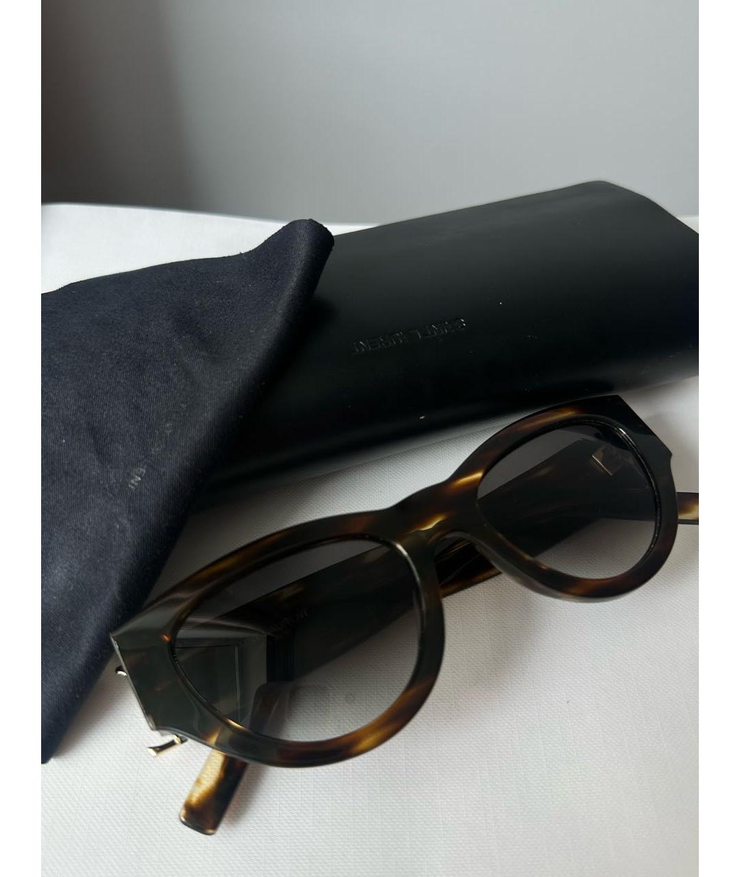 SAINT LAURENT Коричневые пластиковые солнцезащитные очки, фото 4