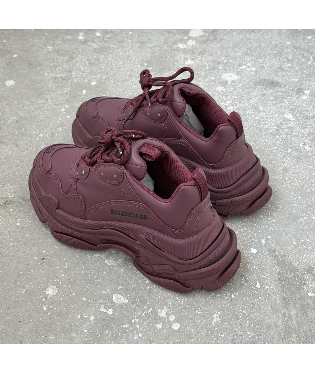 BALENCIAGA Бордовые кожаные кроссовки, фото 3