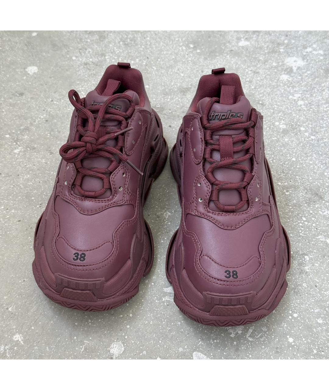 BALENCIAGA Бордовые кожаные кроссовки, фото 5