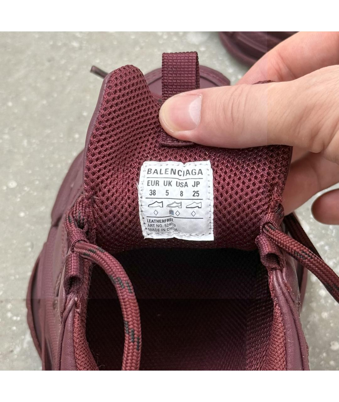 BALENCIAGA Бордовые кожаные кроссовки, фото 8