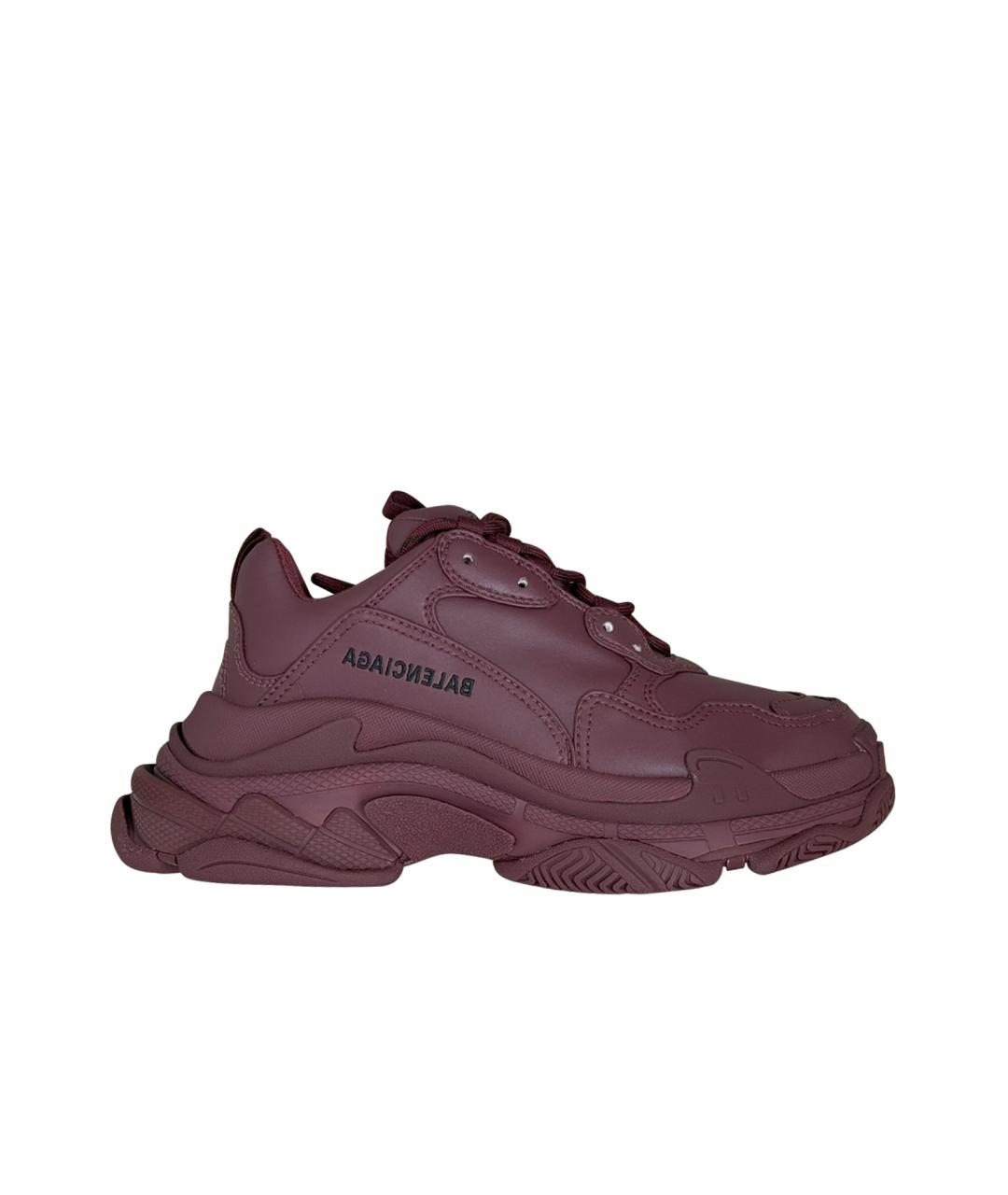 BALENCIAGA Бордовые кожаные кроссовки, фото 1