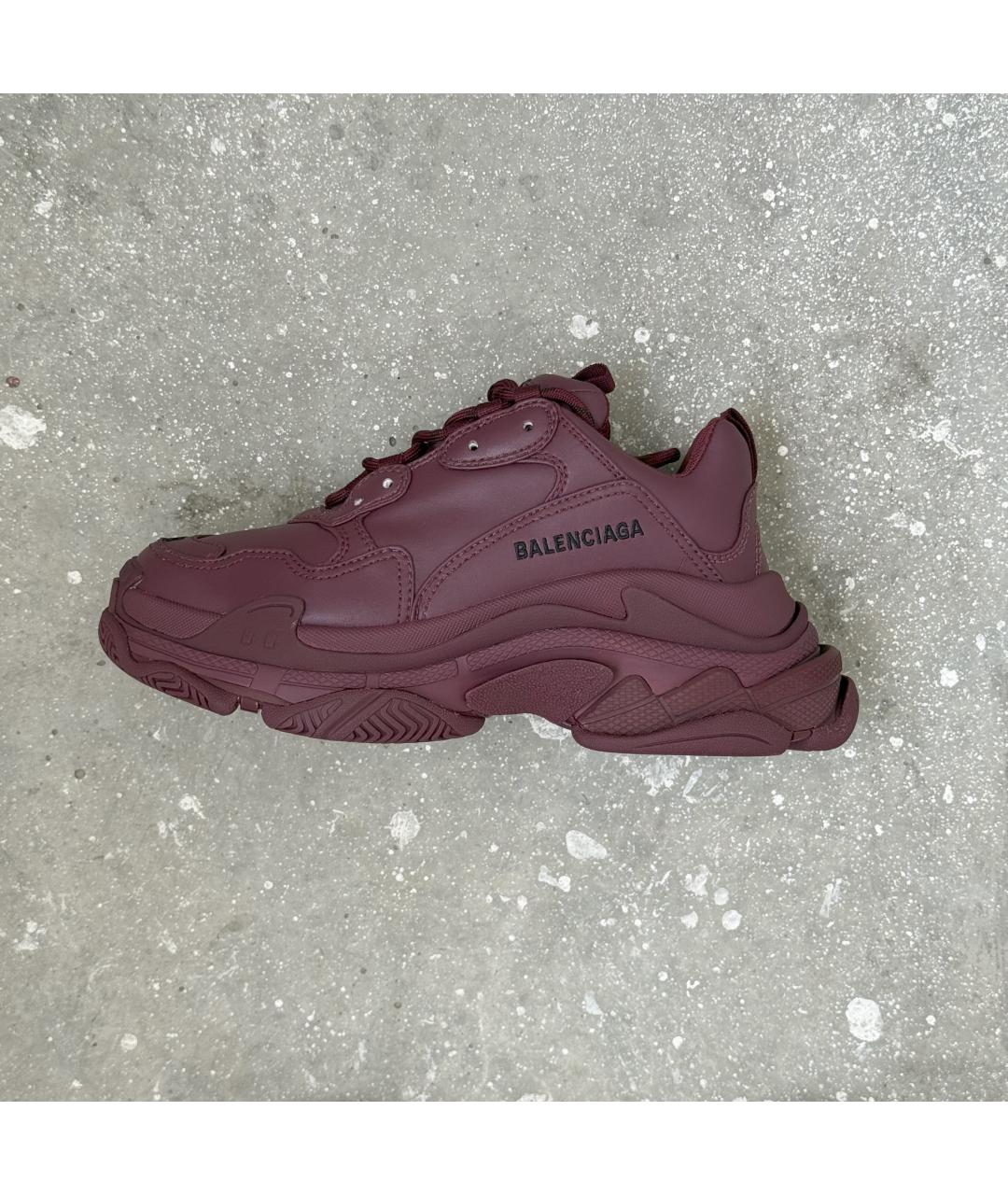 BALENCIAGA Бордовые кожаные кроссовки, фото 10