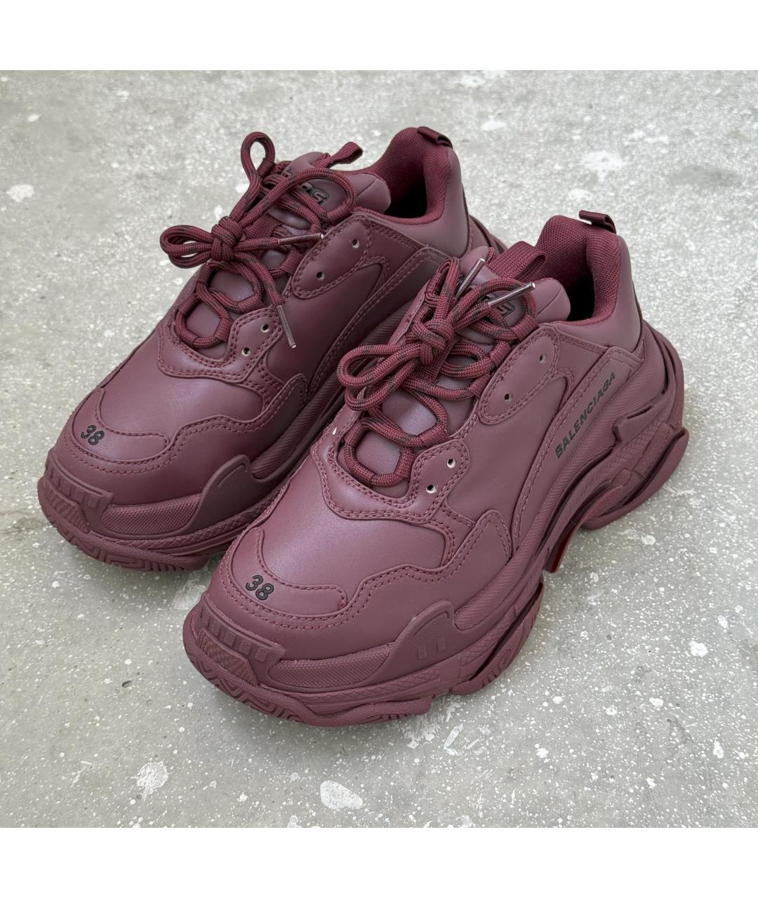 BALENCIAGA Бордовые кожаные кроссовки, фото 2