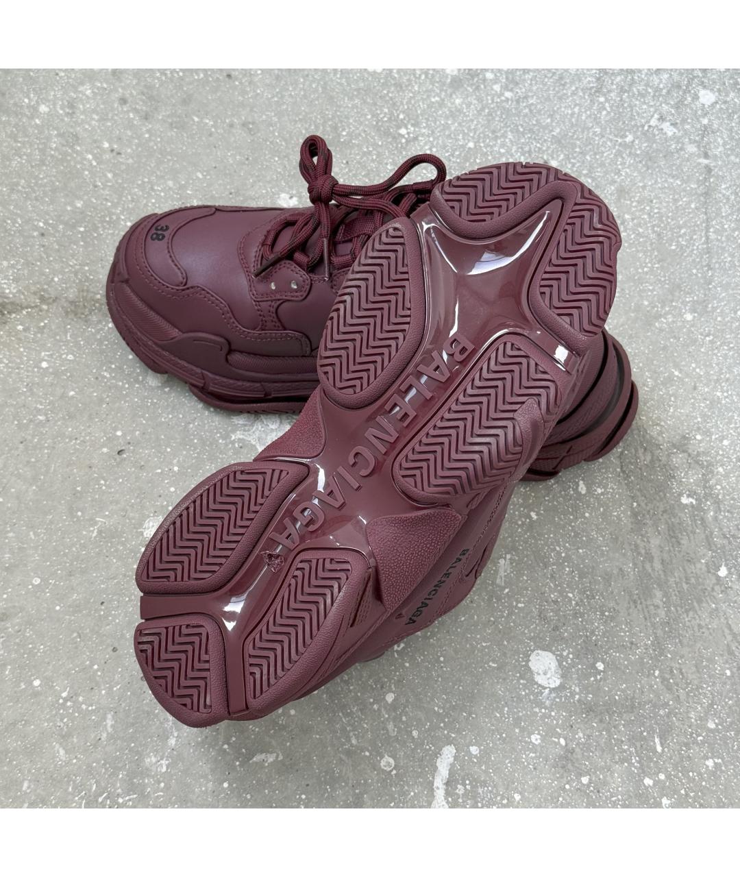 BALENCIAGA Бордовые кожаные кроссовки, фото 7