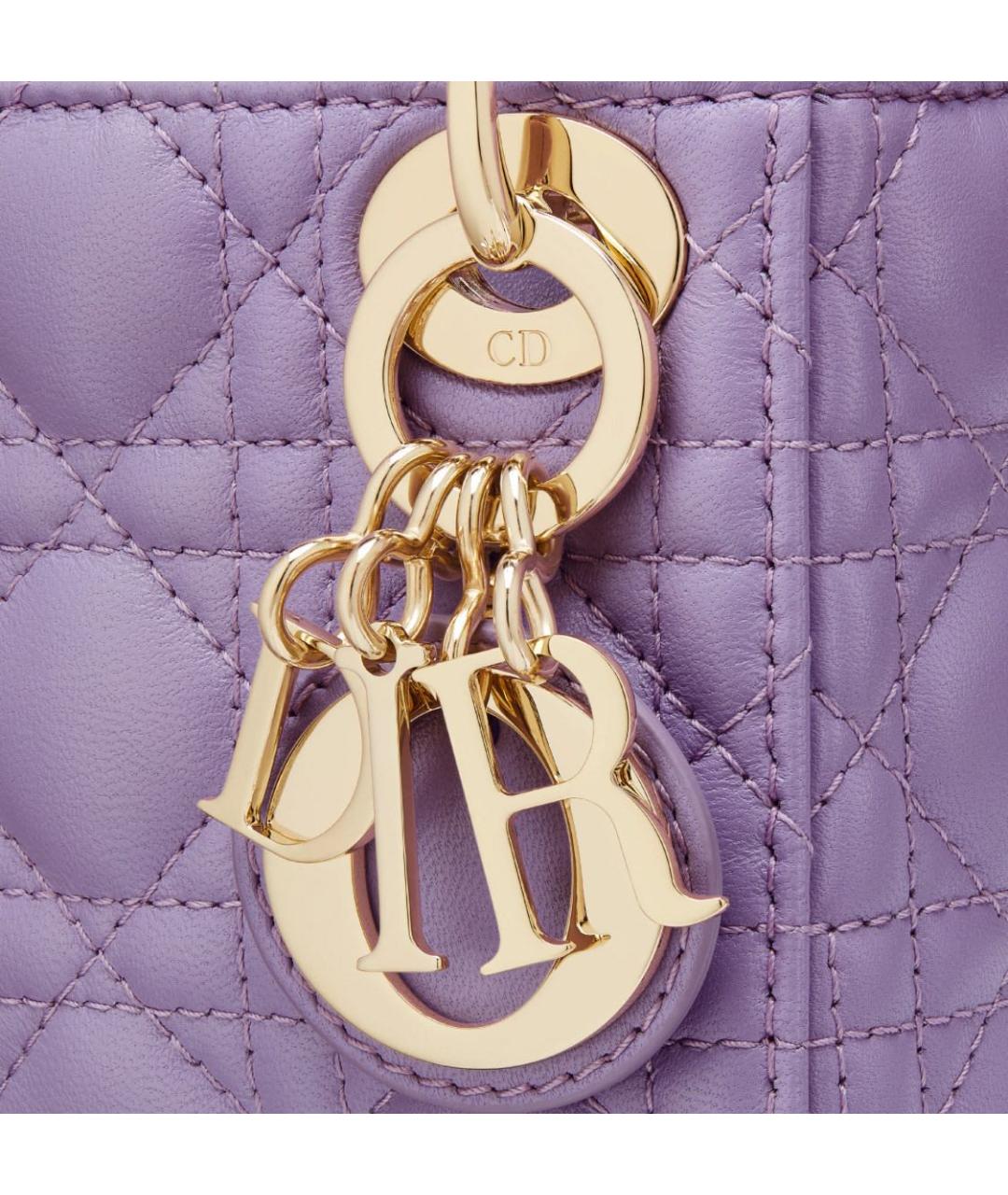 CHRISTIAN DIOR Фиолетовая кожаная сумка с короткими ручками, фото 5