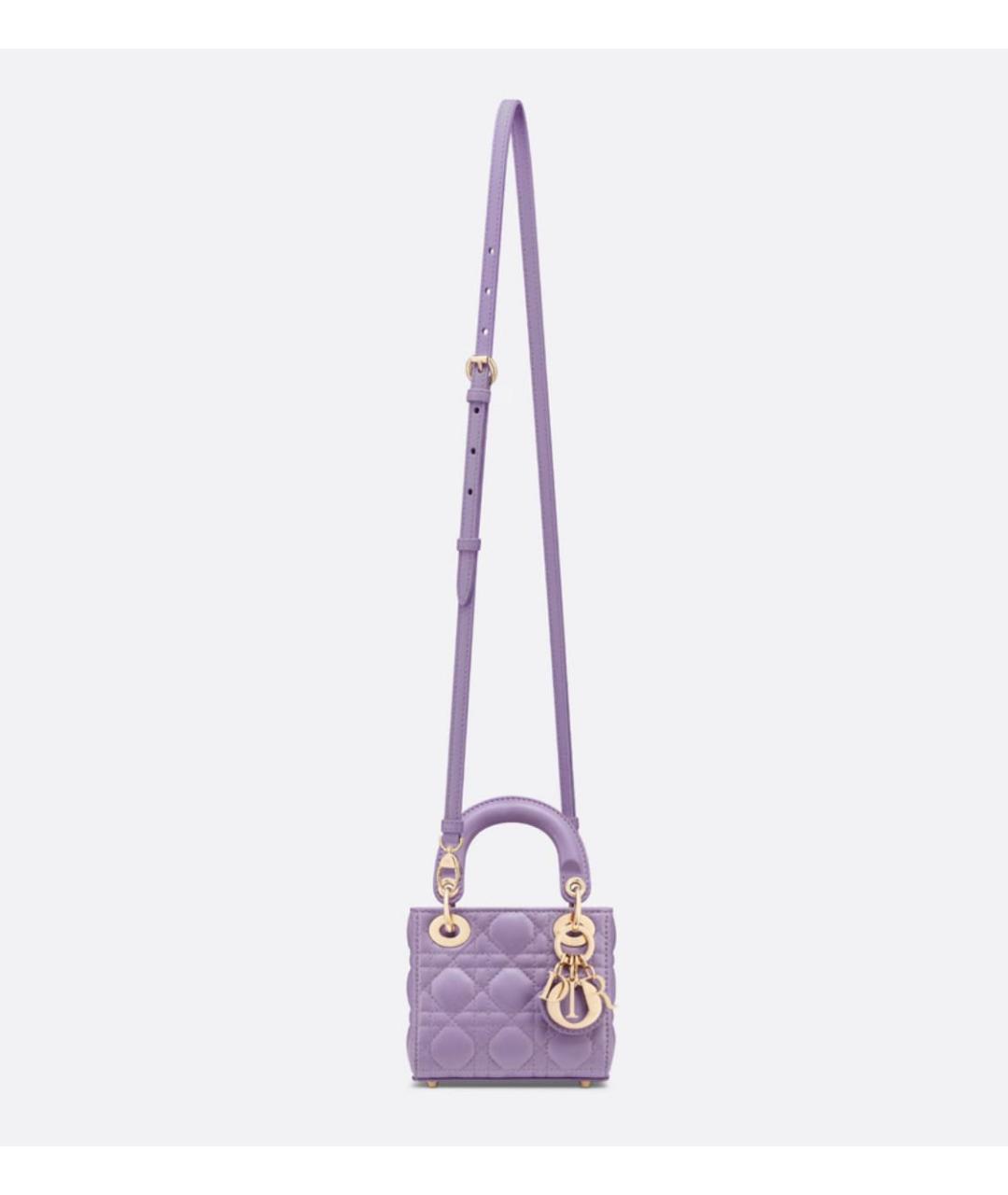 CHRISTIAN DIOR Фиолетовая кожаная сумка с короткими ручками, фото 4