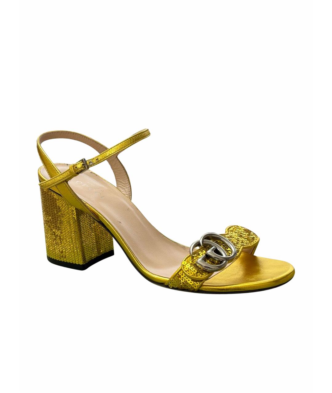 GUCCI Золотые босоножки, фото 1