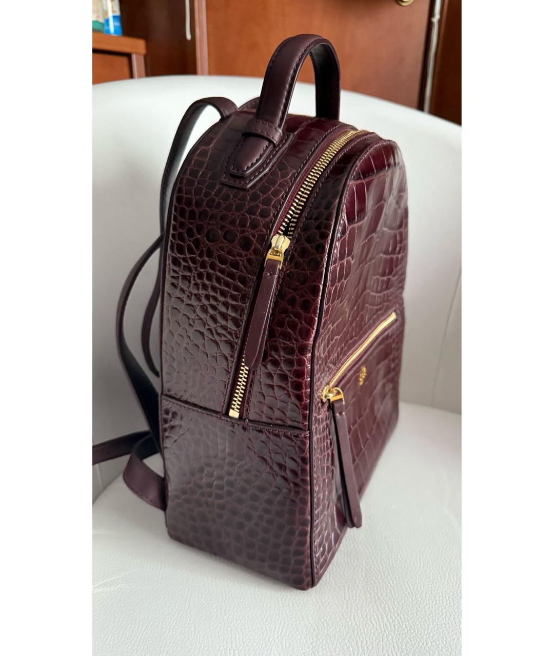 TORY BURCH Бордовый кожаный рюкзак, фото 2