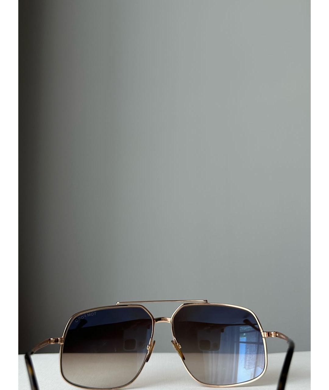 TOM FORD Коричневые металлические солнцезащитные очки, фото 4