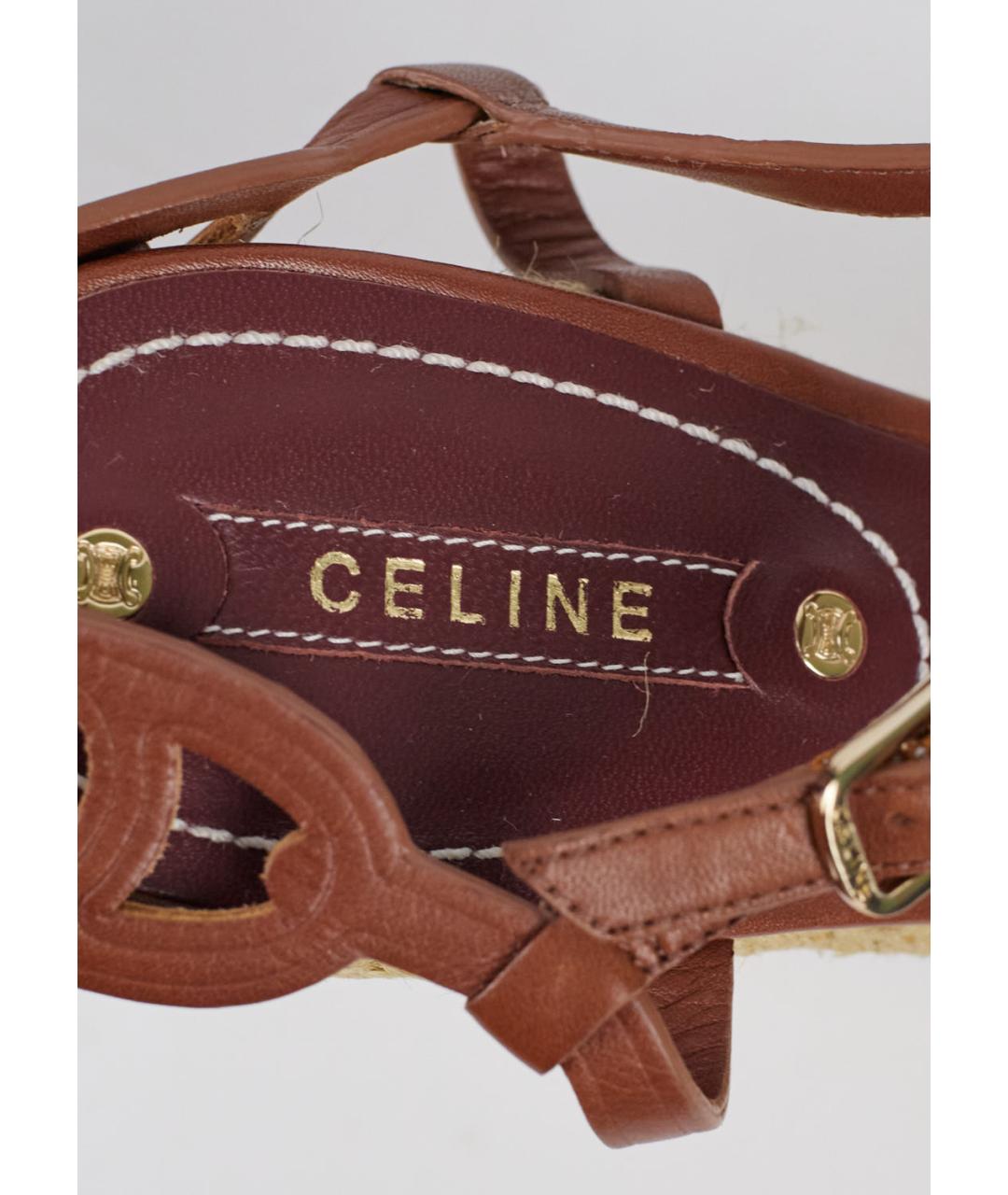 CELINE Коричневые кожаные босоножки, фото 3