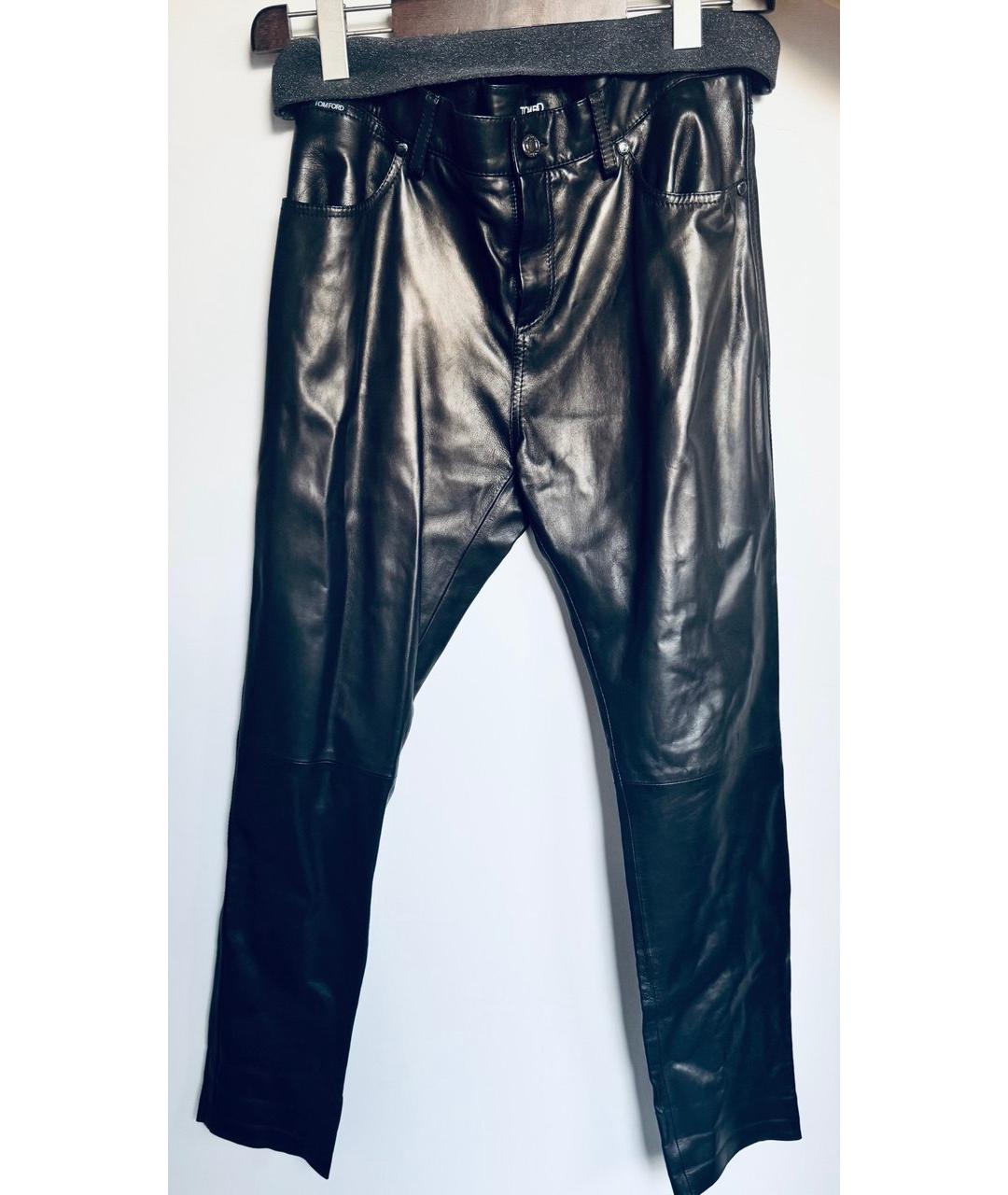 TOM FORD Черные кожаные брюки узкие, фото 4