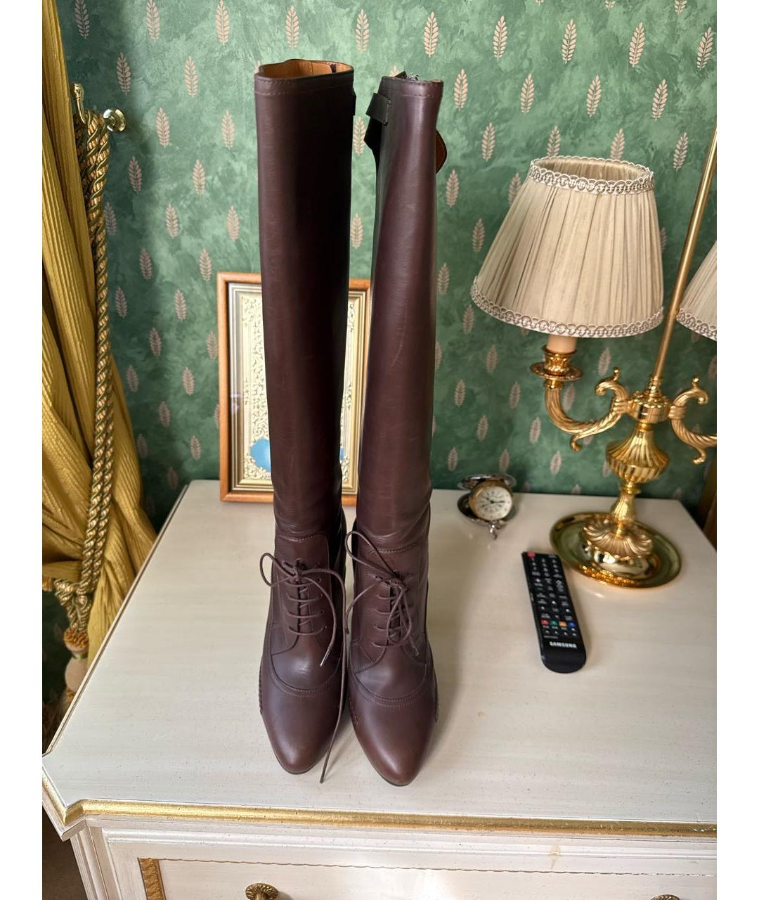 RALPH LAUREN COLLECTION Коричневые кожаные ботильоны, фото 2