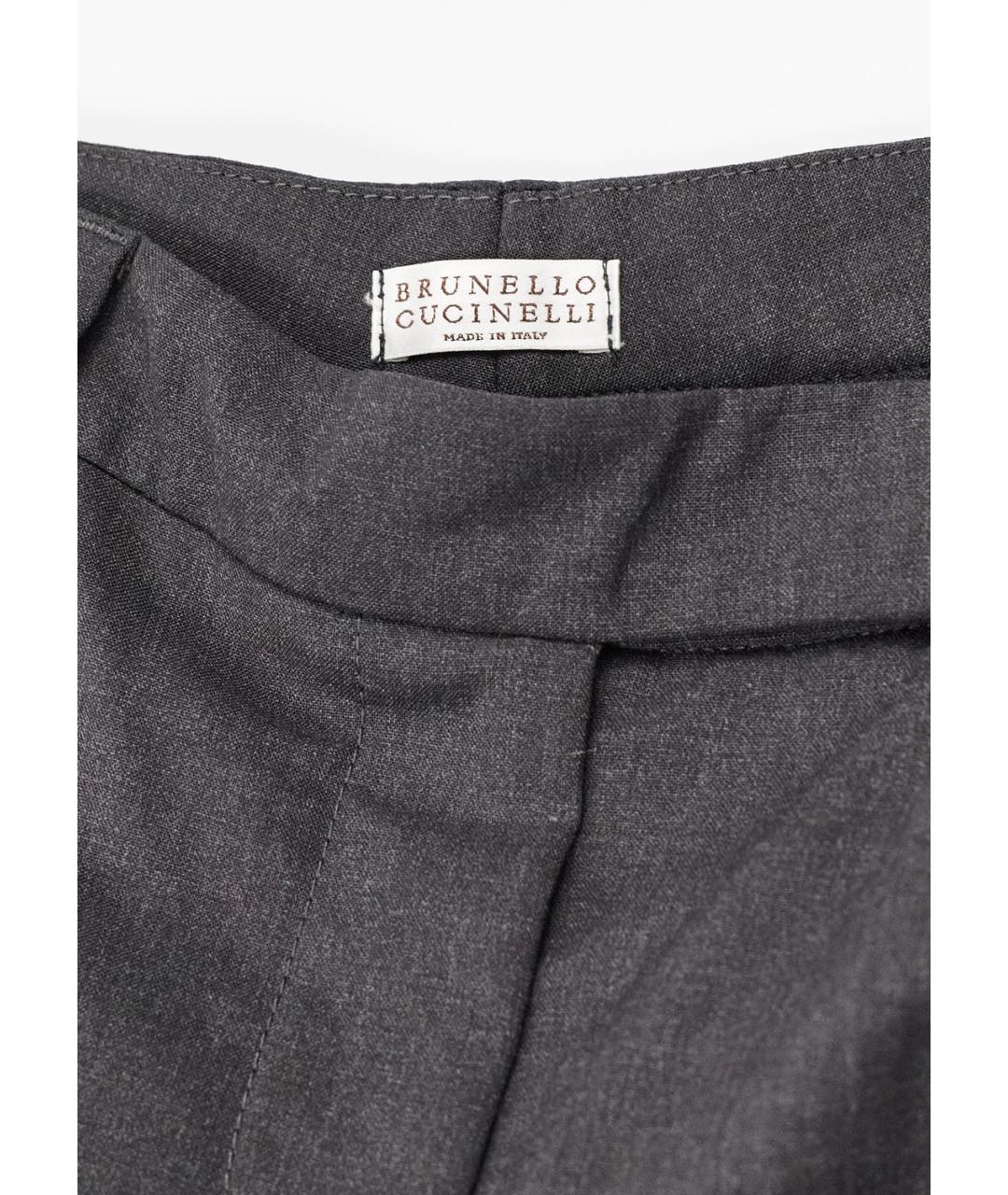 BRUNELLO CUCINELLI Серые шерстяные прямые брюки, фото 3