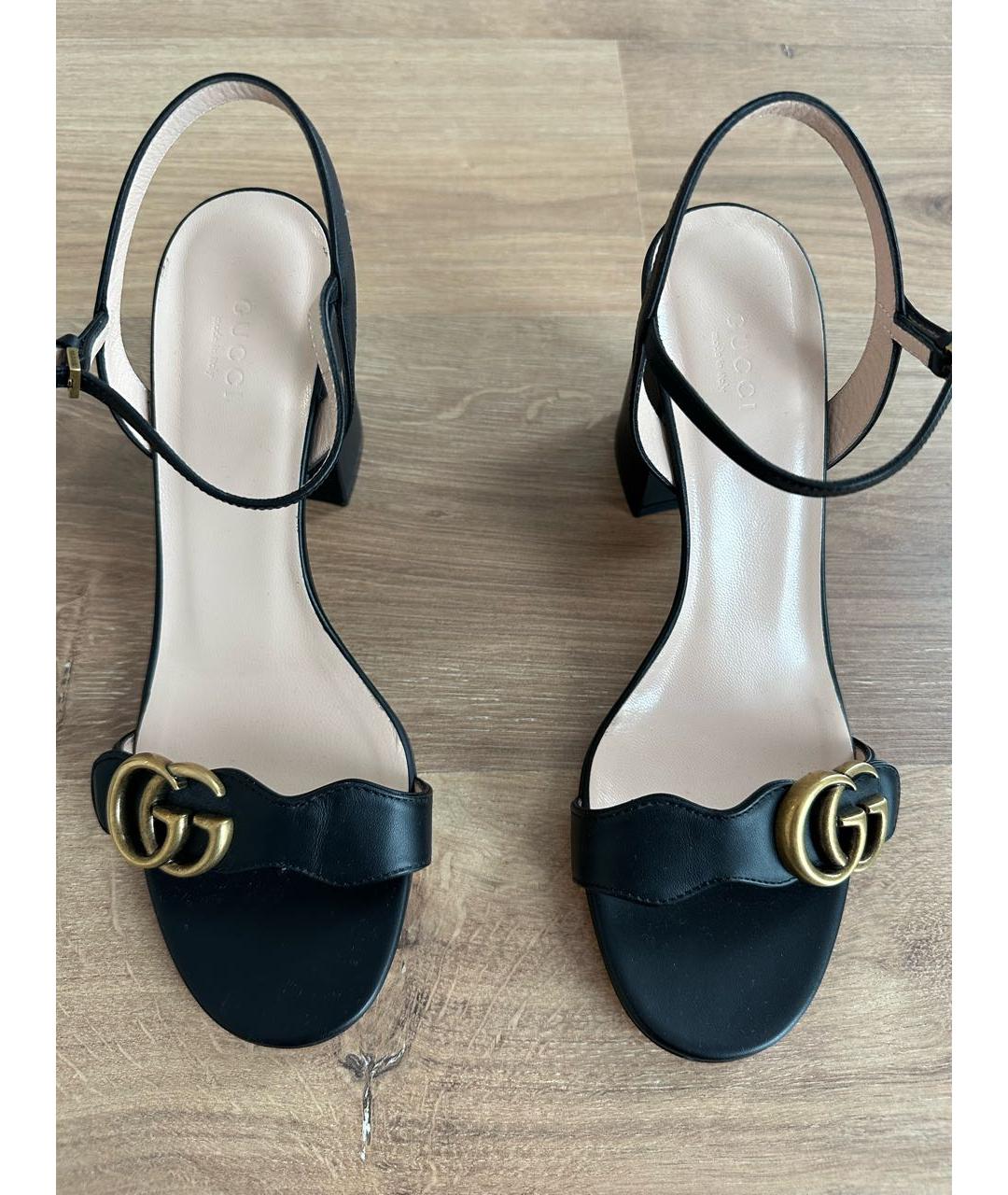 GUCCI Черные кожаные босоножки, фото 2