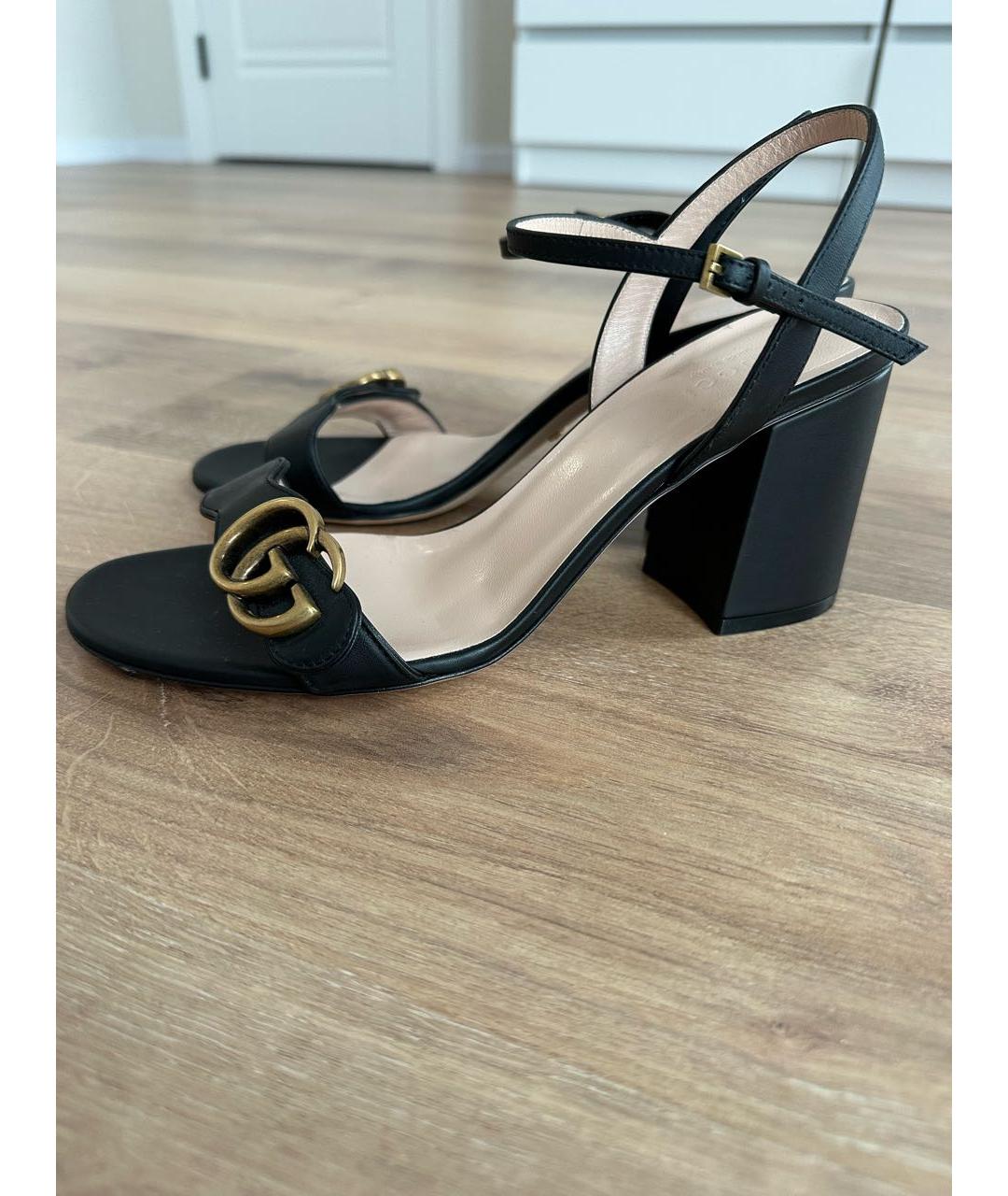 GUCCI Черные кожаные босоножки, фото 7