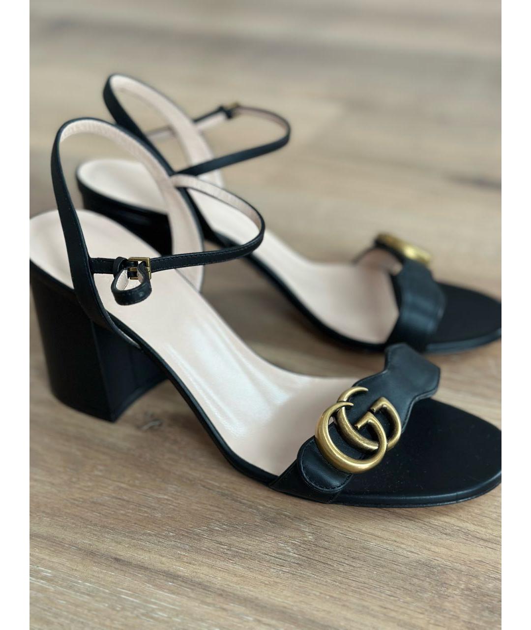GUCCI Черные кожаные босоножки, фото 3