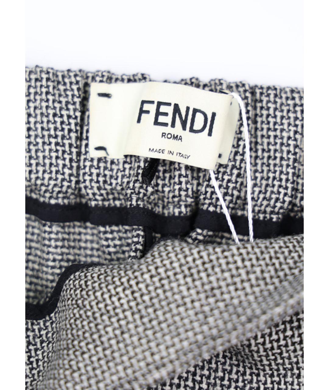 FENDI Серые шерстяные прямые брюки, фото 3