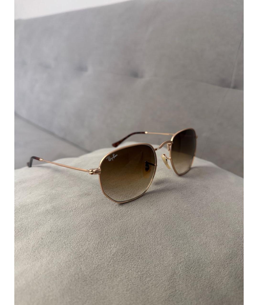 RAY BAN Коричневые металлические солнцезащитные очки, фото 2