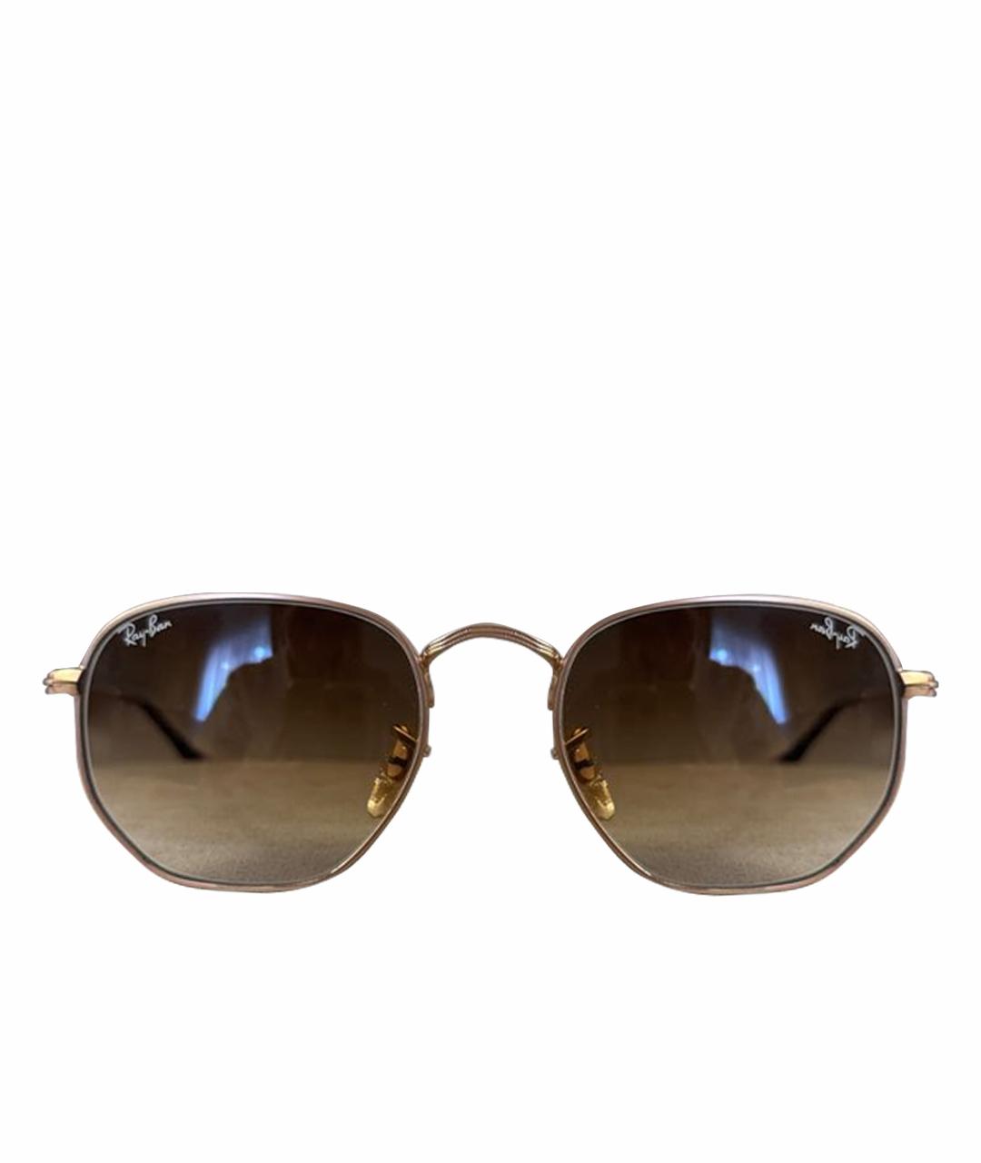 RAY BAN Коричневые металлические солнцезащитные очки, фото 1