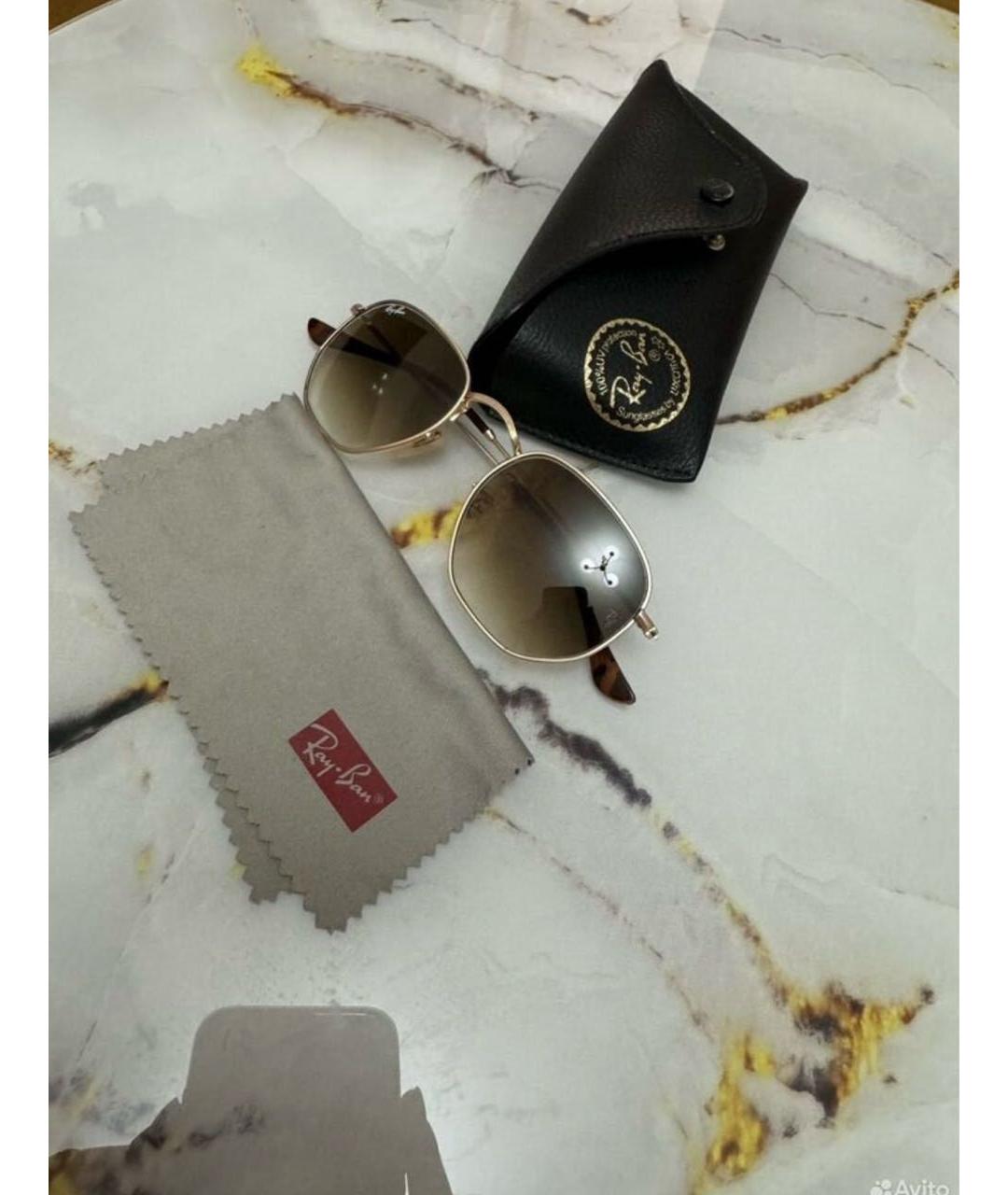 RAY BAN Коричневые металлические солнцезащитные очки, фото 4