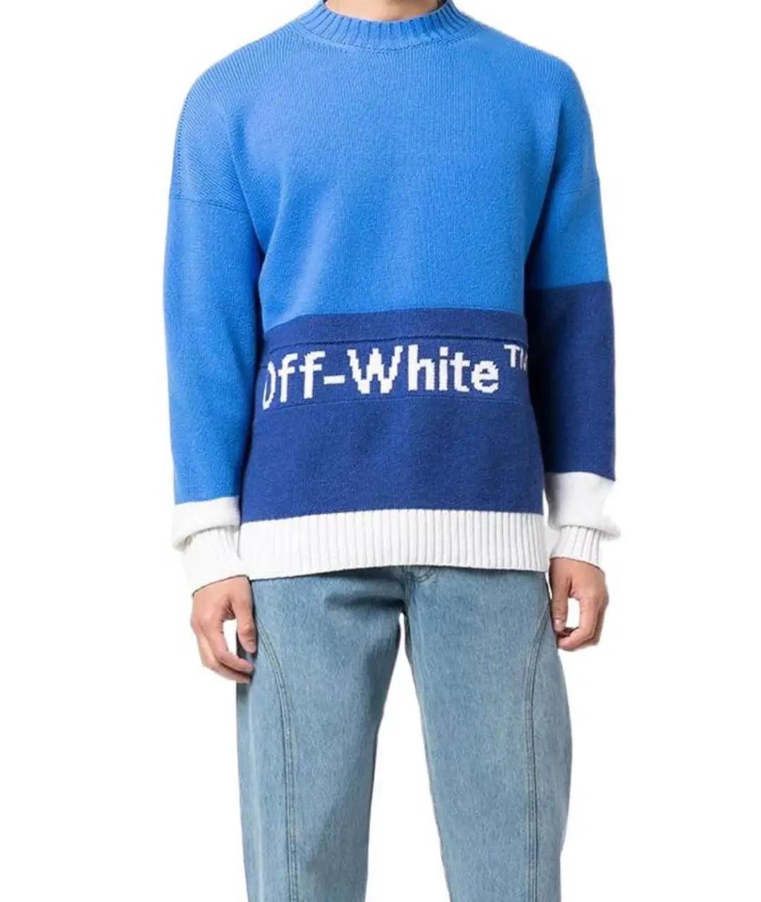 OFF-WHITE Синий шерстяной джемпер / свитер, фото 7