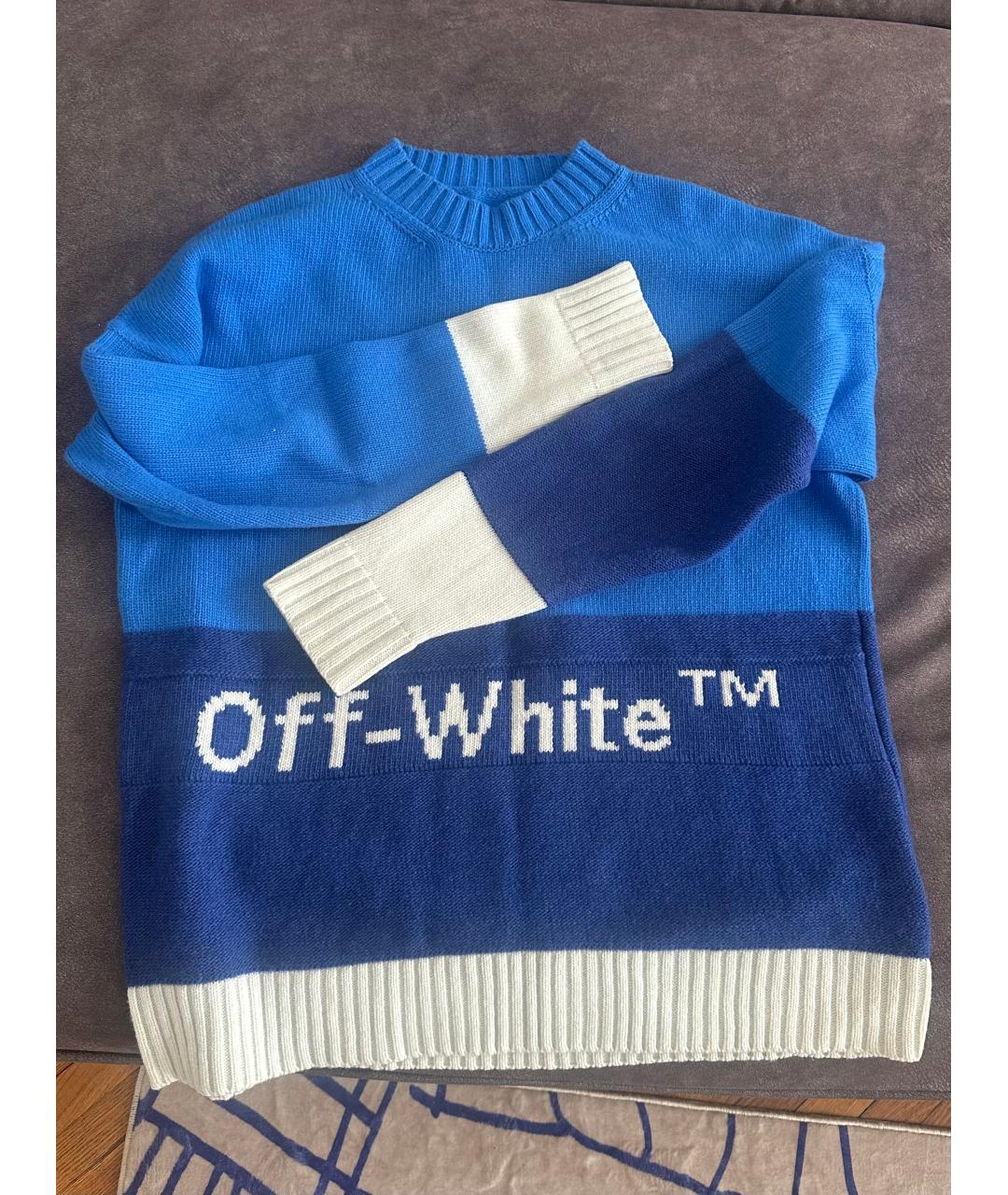 OFF-WHITE Синий шерстяной джемпер / свитер, фото 6