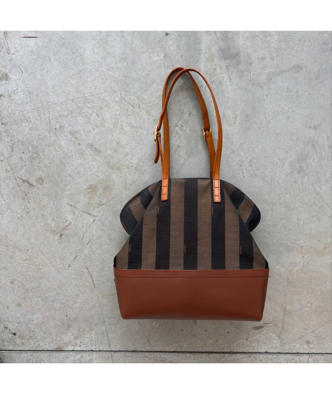 FENDI Коричневая кожаная сумка тоут, фото 9