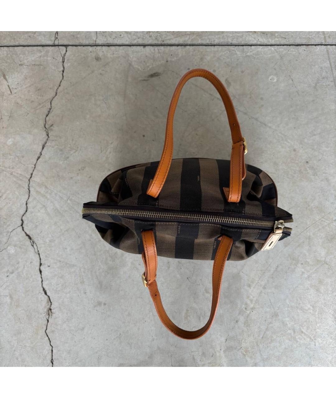 FENDI Коричневая кожаная сумка тоут, фото 7