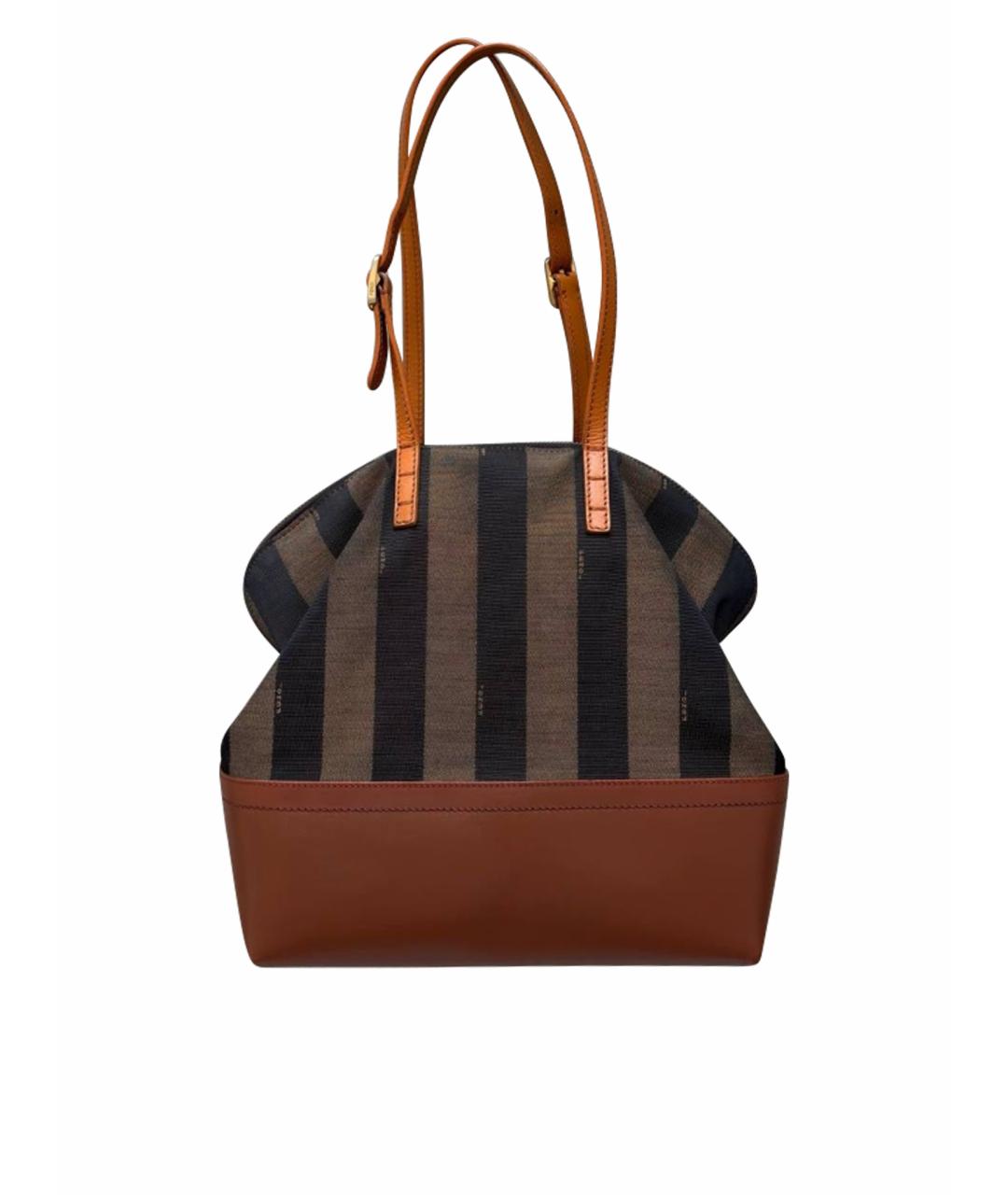 FENDI Коричневая кожаная сумка тоут, фото 1