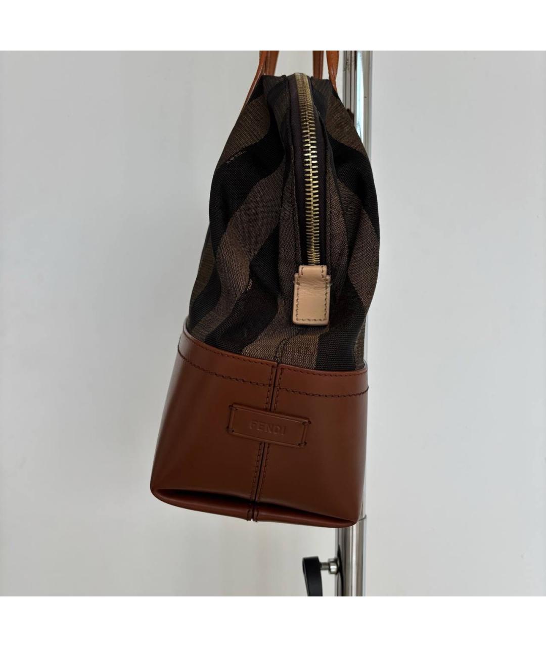 FENDI Коричневая кожаная сумка тоут, фото 3