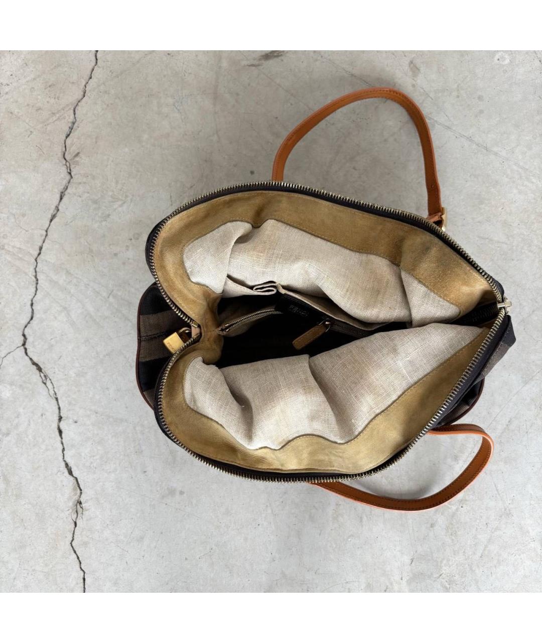 FENDI Коричневая кожаная сумка тоут, фото 8