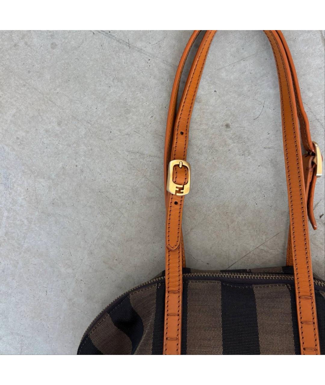 FENDI Коричневая кожаная сумка тоут, фото 5