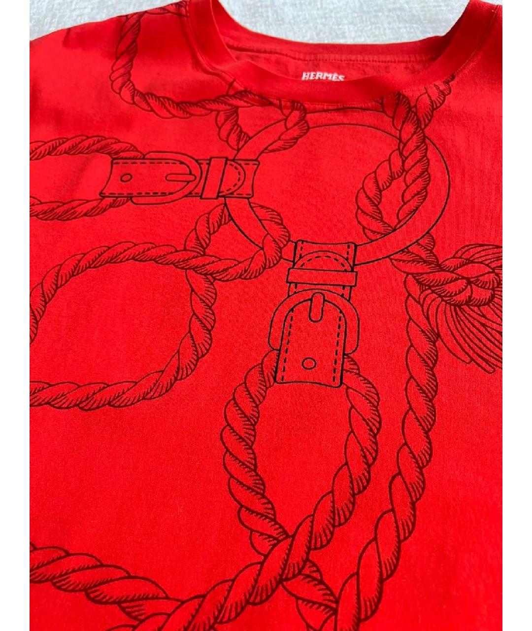 HERMES Красная хлопковая футболка, фото 4