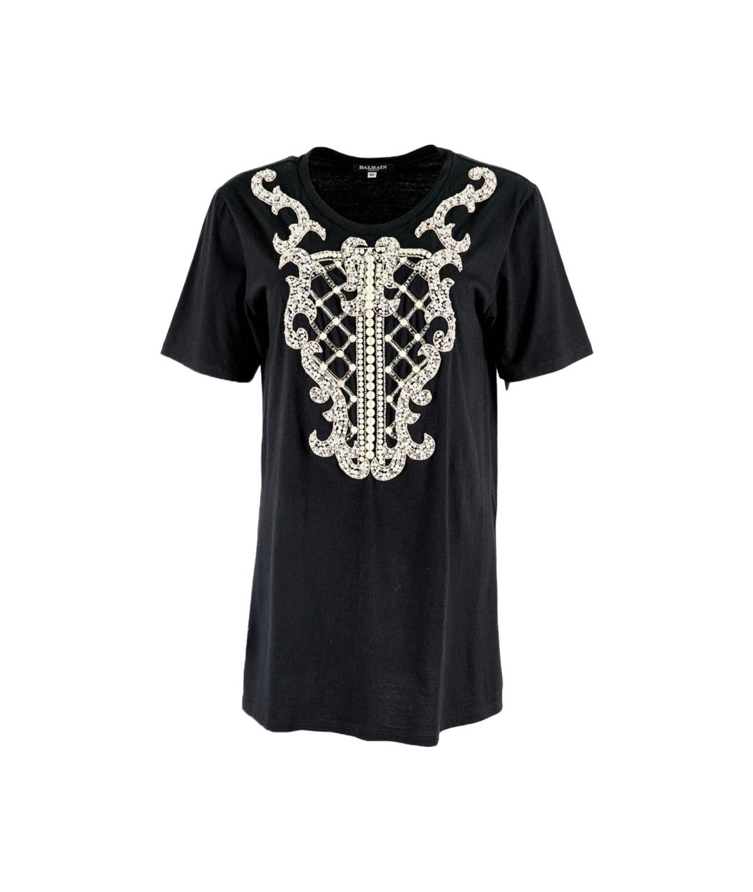 BALMAIN Черная хлопковая футболка, фото 1
