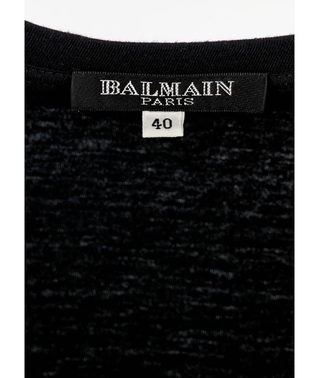 BALMAIN Черная хлопковая футболка, фото 3