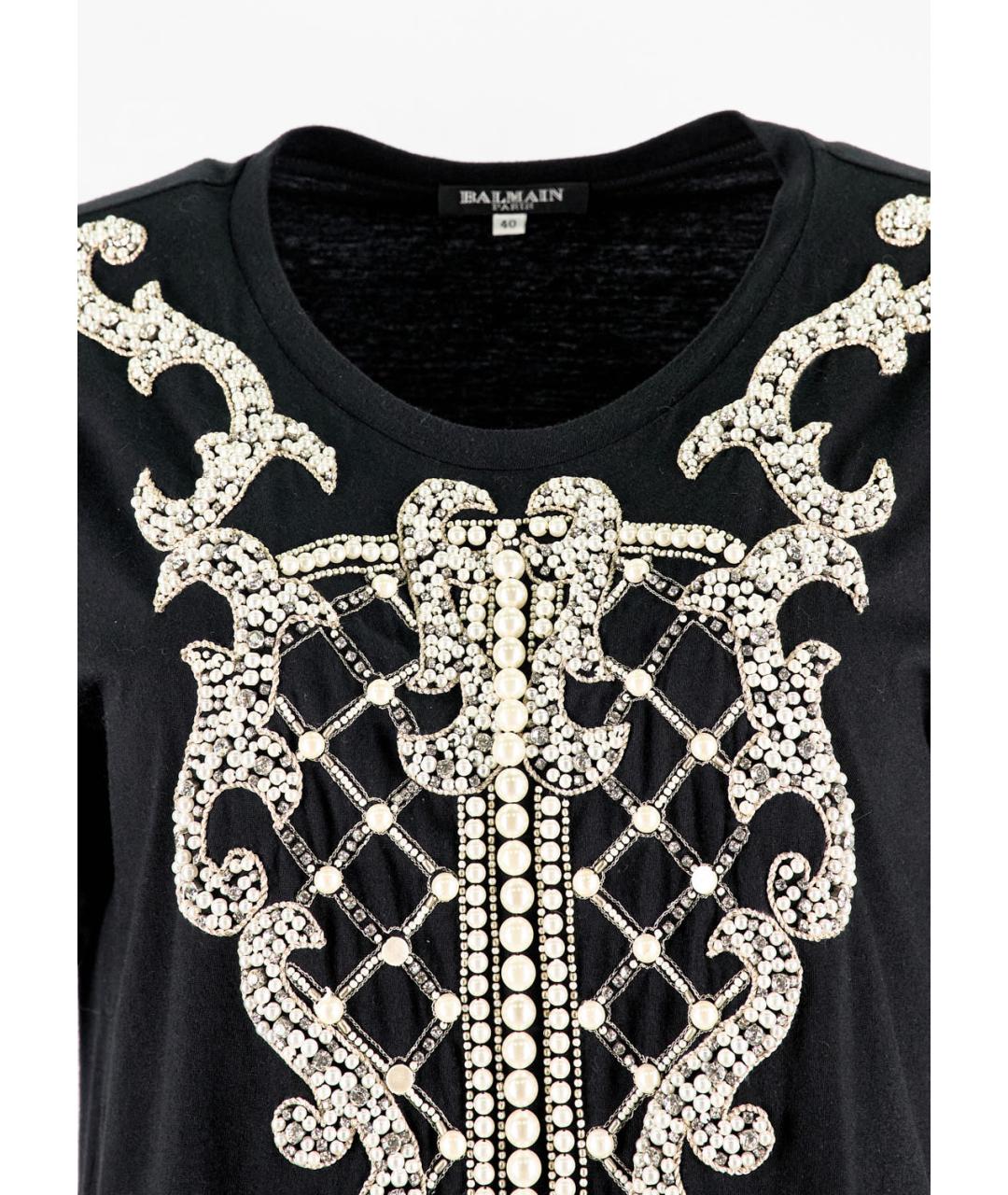 BALMAIN Черная хлопковая футболка, фото 4
