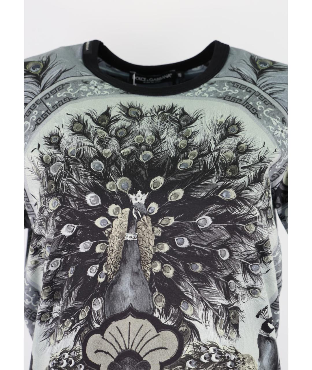 DOLCE&GABBANA Серая хлопковая футболка, фото 4