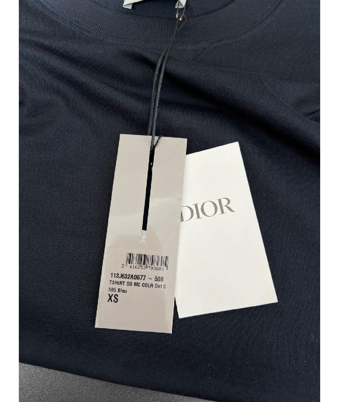 CHRISTIAN DIOR Темно-синяя хлопковая футболка, фото 8
