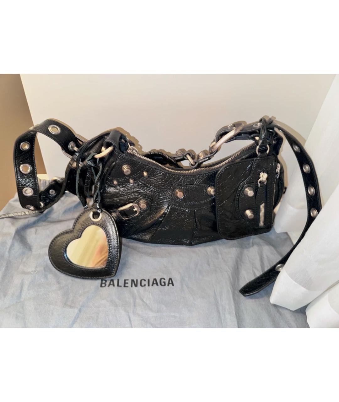 BALENCIAGA Черная кожаная сумка через плечо, фото 5