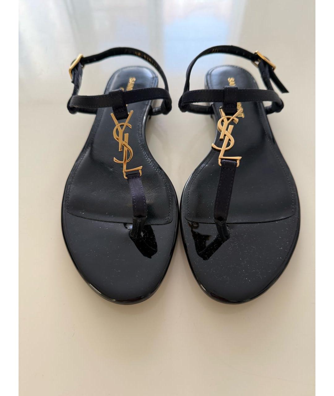 SAINT LAURENT Черные текстильные сандалии, фото 2