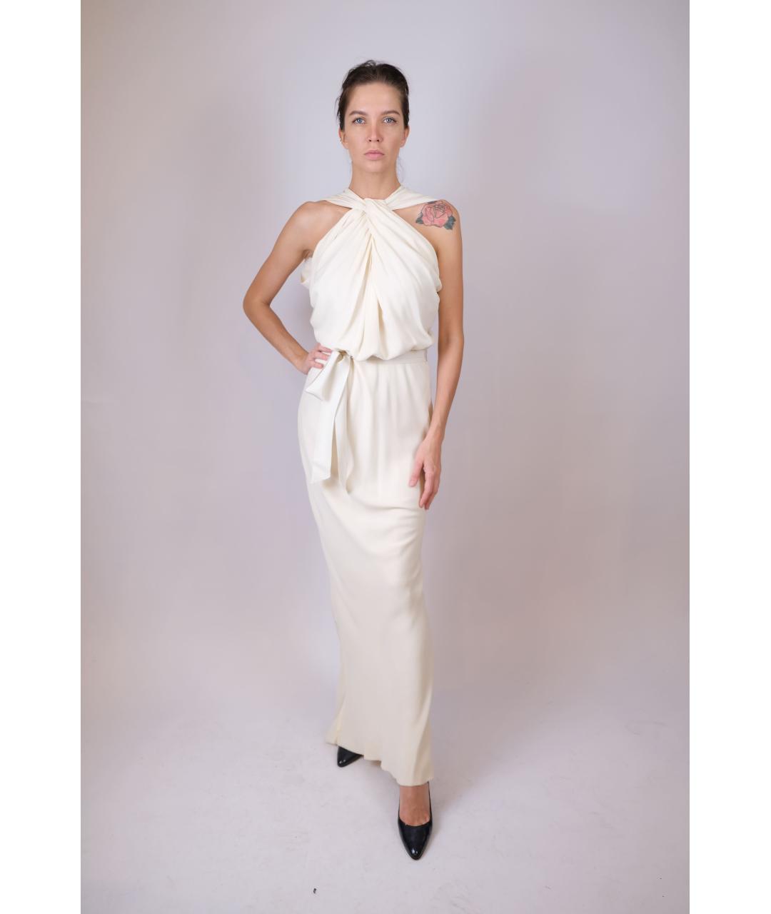 LANVIN Бежевое шелковое вечернее платье, фото 5