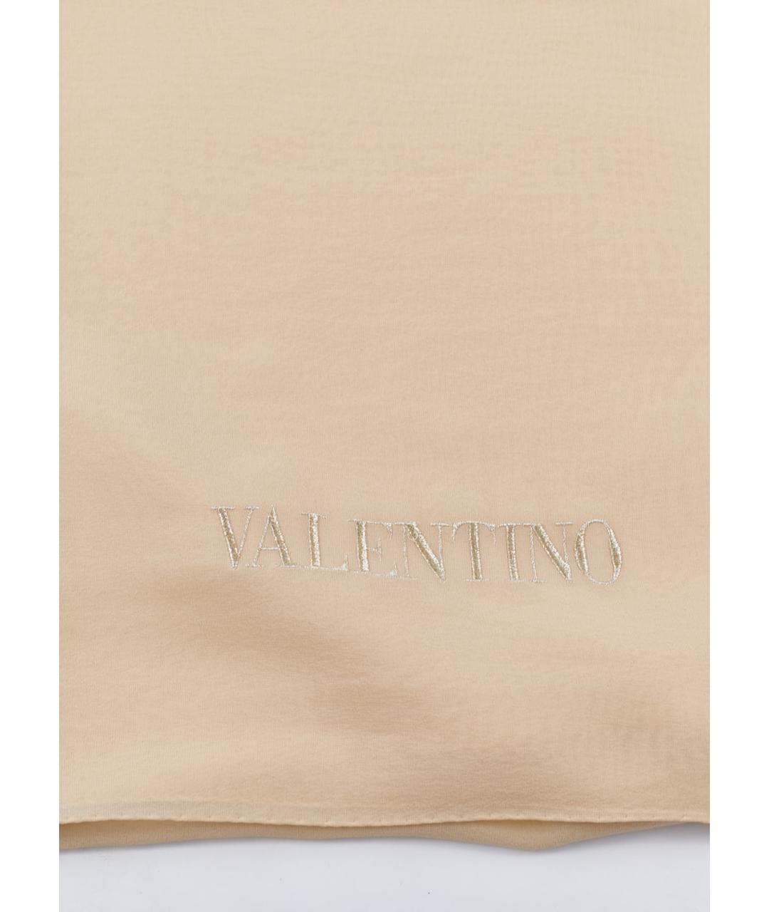 VALENTINO Бежевый шелковый шарф, фото 4