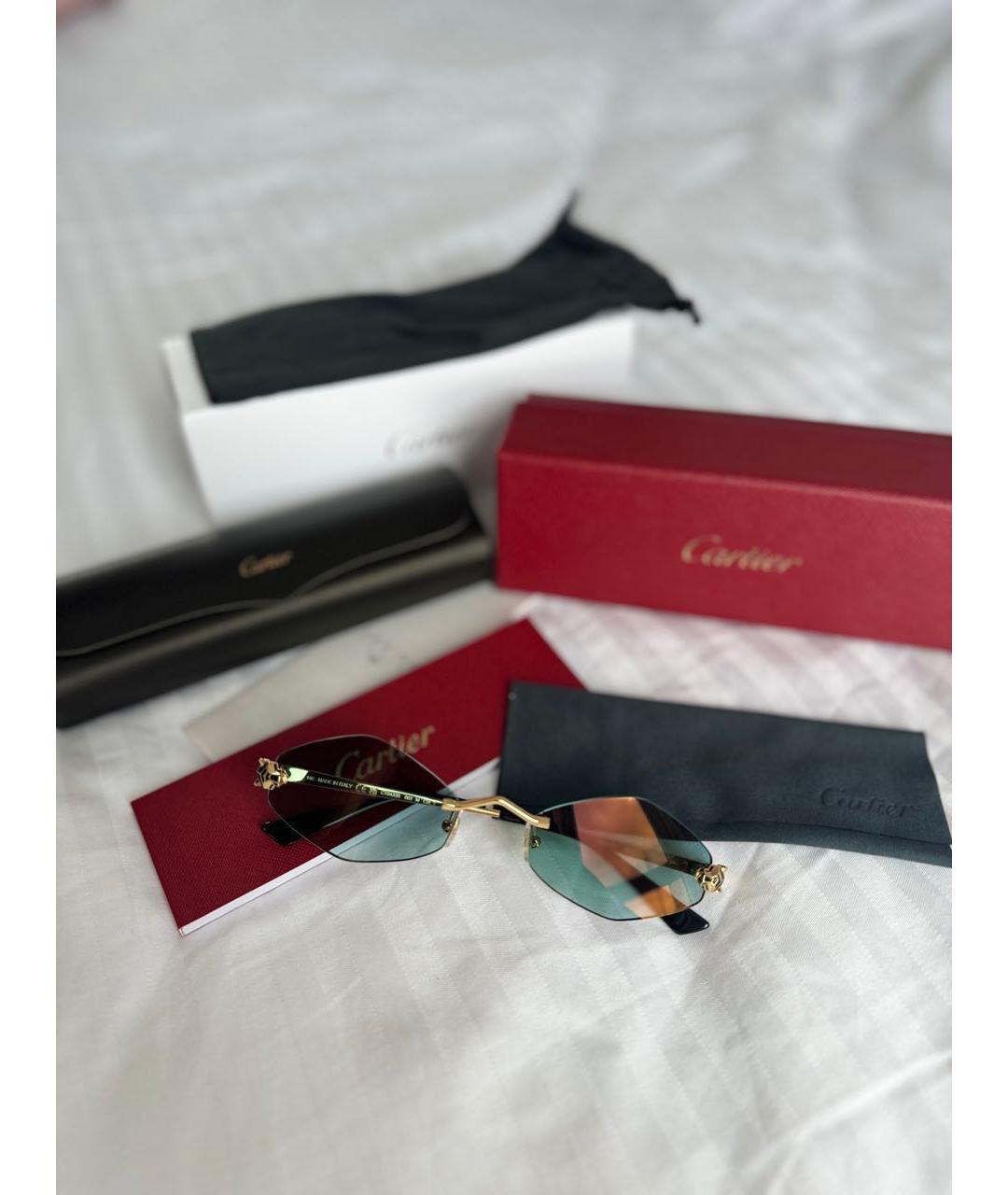 CARTIER Голубые металлические солнцезащитные очки, фото 4