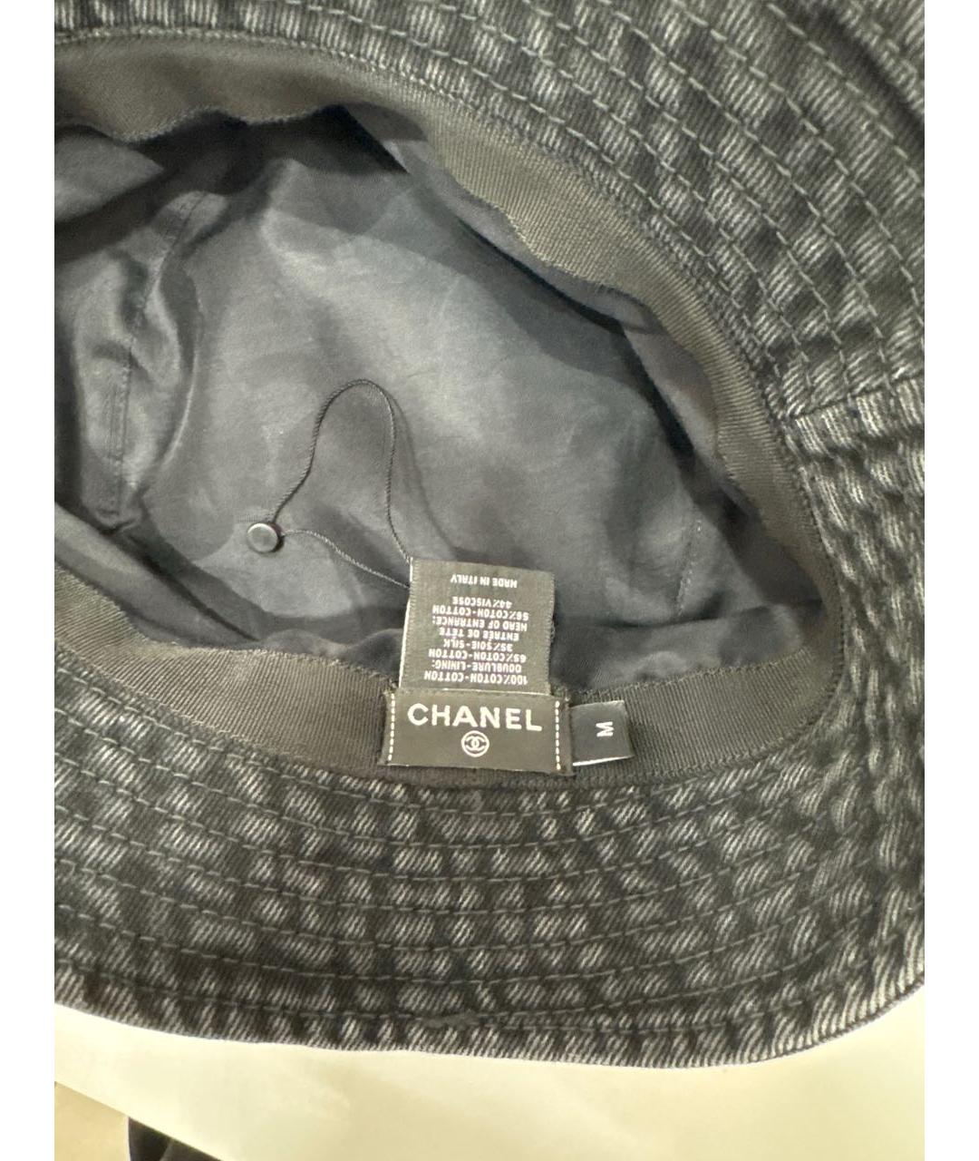 CHANEL Антрацитовая хлопковая панама, фото 2