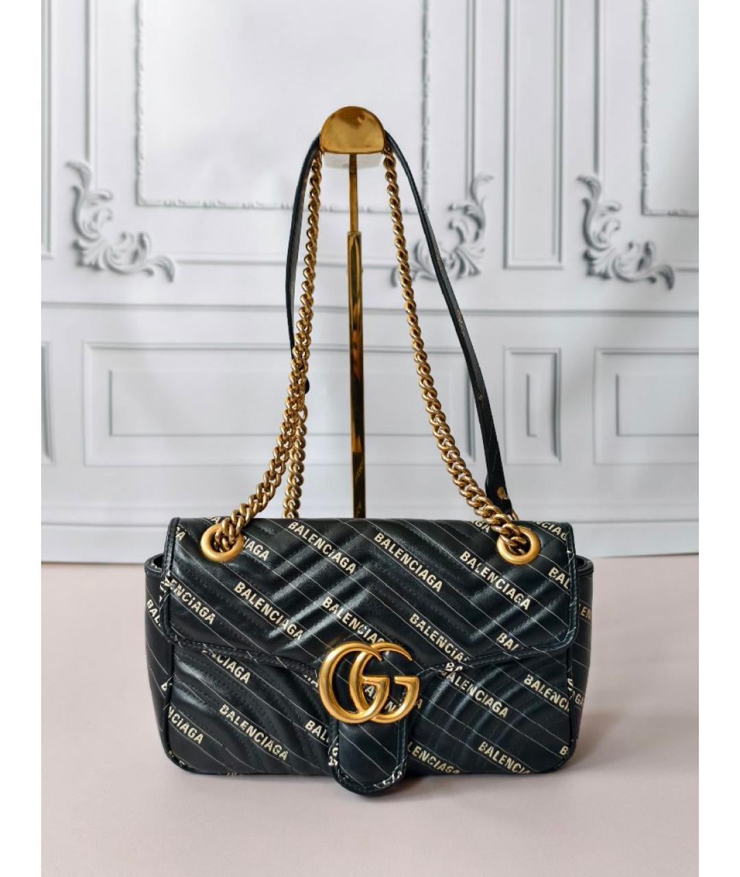 GUCCI Черная кожаная сумка с короткими ручками, фото 6