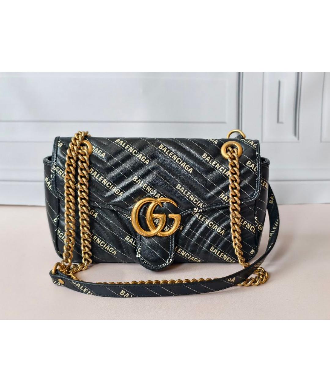 GUCCI Черная кожаная сумка с короткими ручками, фото 8