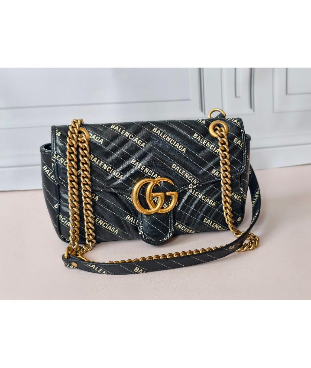 GUCCI Черная кожаная сумка с короткими ручками, фото 2