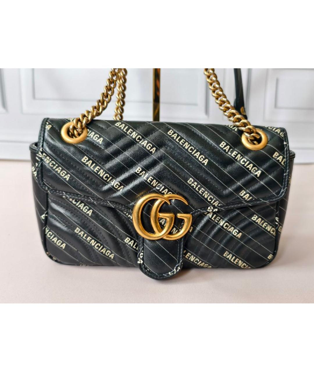 GUCCI Черная кожаная сумка с короткими ручками, фото 7
